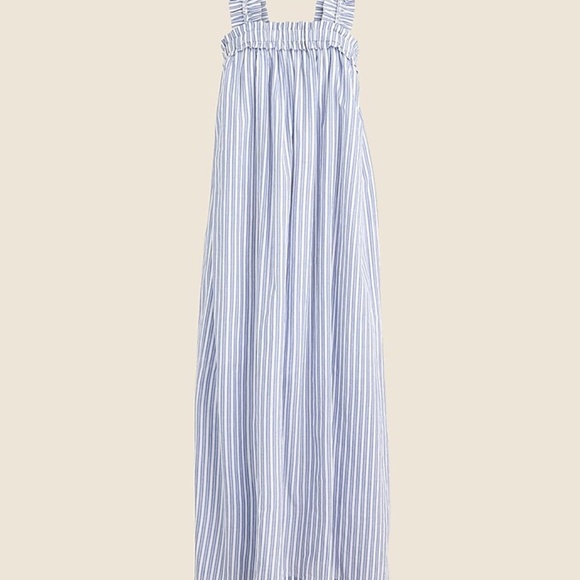 J. Crew voile ruffle-trim shift cotton dress Size XS Striped Midi Coastal Preppy - Picture 1 of 10